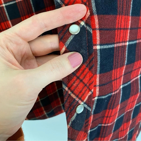 Vintage 90s Flannel Shirt Jacket Mens Size Large Quilted Oversized Shacket Red - Picture 5 of 10